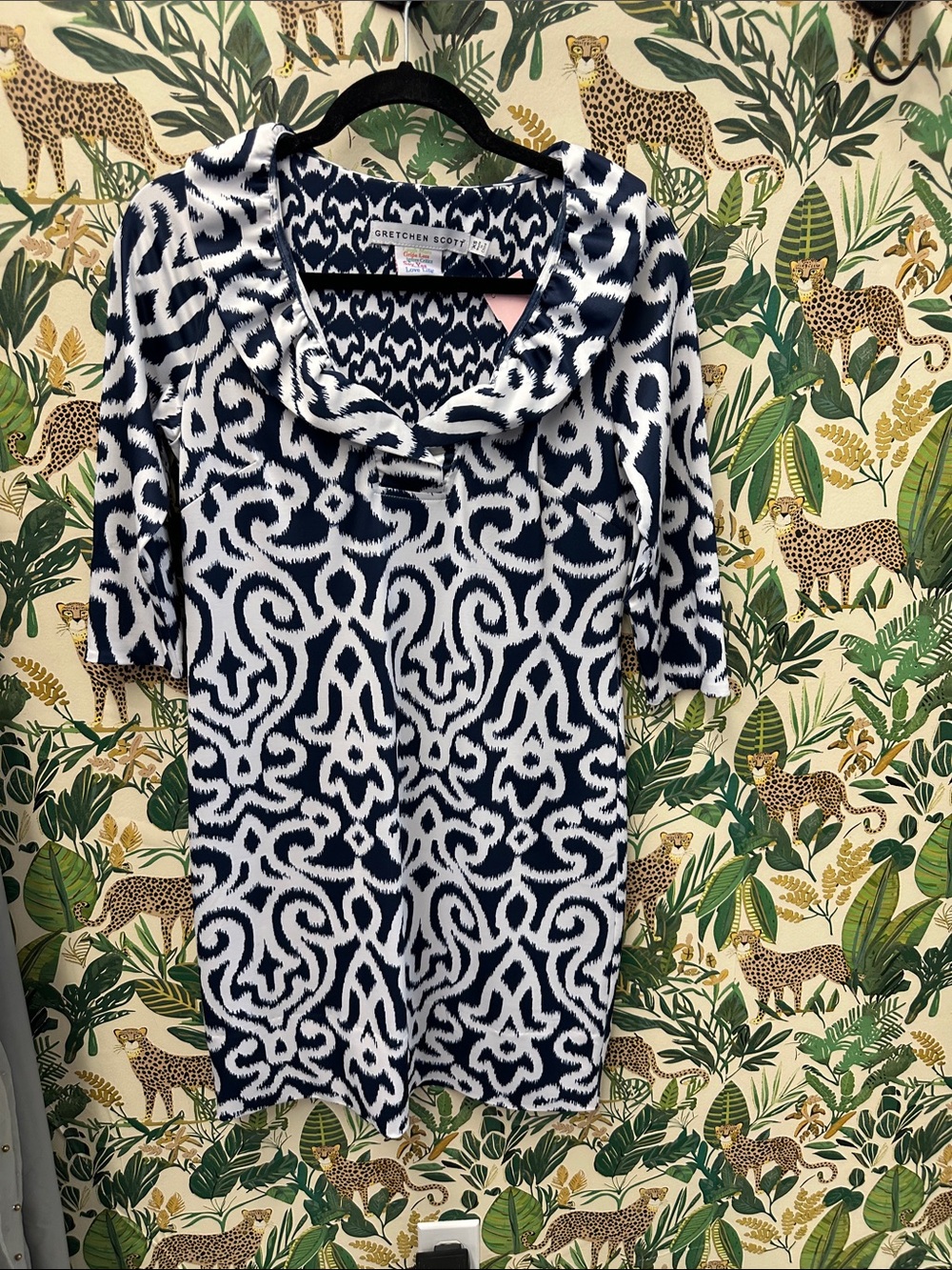 Gretchen Scott Designs Navy & White Cowl Neck Tunic XS